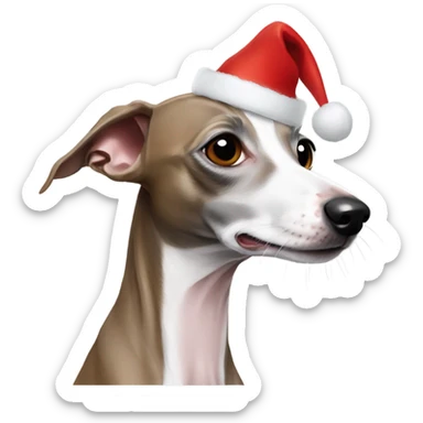 Italian greyhound in Santa hat sticker