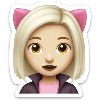 Cute pale vampire hello kitty girl split dye blonde and pink hair sticker