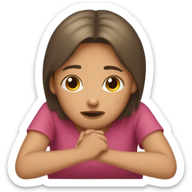  girl ashamed of herself of hiding face in hands sticker