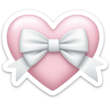 Pastel pink heart with white bow sticker