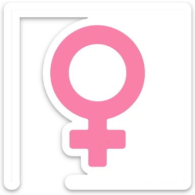 female gender symbol, flat pink, minimal emoji style, modern look, color icon style sticker