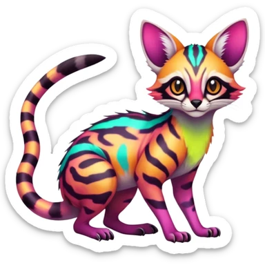 Exotic randomly colored colorful light cute lush neon-colored brightly colored Fakémon-Fionbri-Vernid-Genet-creature with markings (full body) sticker