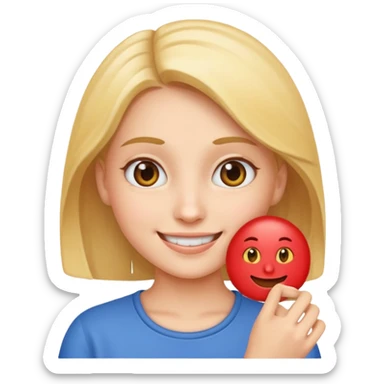 A girl teaching how to make an emoji sticker