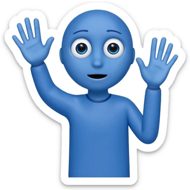 an annoying person saying "6 7" every second waving their hands, and their body is just the letters 6 and 7. they are blue. their eyes are at the top of the 7 and the hole in the 6.the have black legs and arms, but their hands are white. sticker