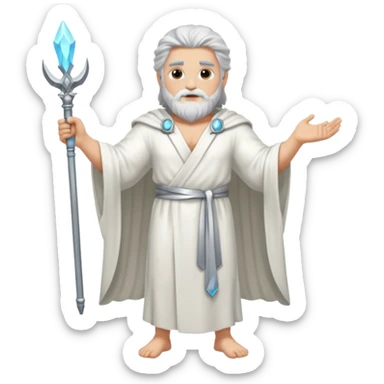 fullbody silverhair god ZEUS, white robe over shoulder sticker