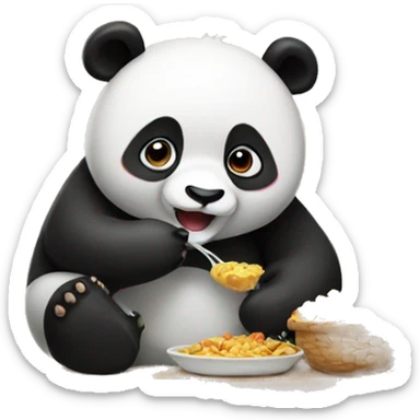 Panda eating a lots of food sticker