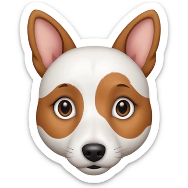 a fully white jack russell the size of a kelpie with light brown ears and a light brown patch on one eye sticker