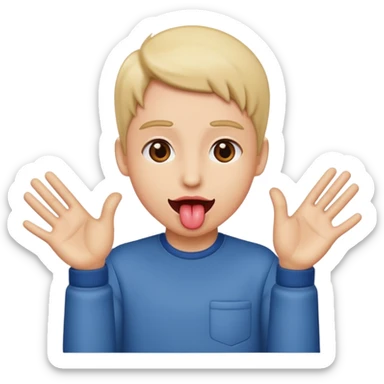 Tongue out with hands to the side sticker
