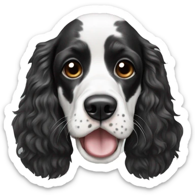 happy black and white english cocker spaniel with nose spots  sticker