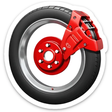 
Car wheel emoji with red brake caliper inside wheel on brake disc sticker