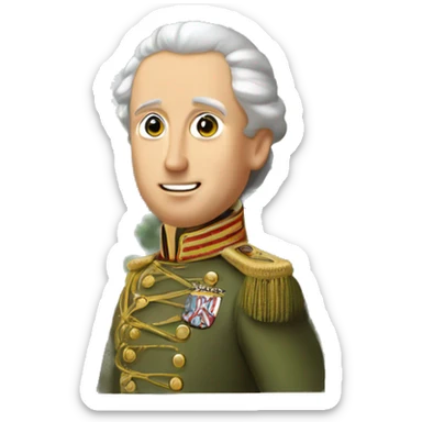 King George the III wearing an army uniform mounted atop a house  sticker