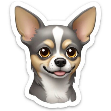 Chien de type chihuaha de 9 ans couleur gris très voncée visage sticker