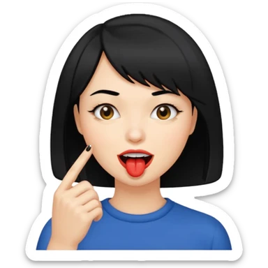 Chicas con pelo negro y corte bob haciendo que se muerde un dedo de manera picara sticker