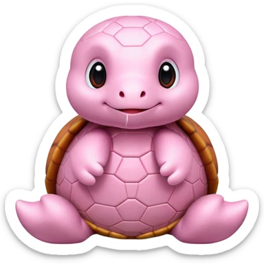 light pink plush turtle that looks exactly like a stuffed animal with visible stitching, perfectly round head, red shell, cute, adorable, soft fabric texture, huggable plush toy appearance sticker