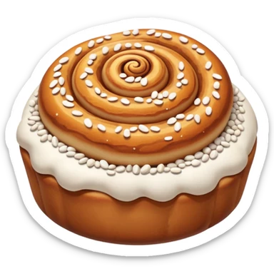 cinnemon bun with a lots white sugar pebbles on top sticker
