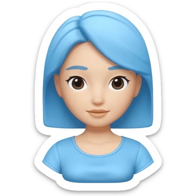 A 3D cartoon sky-blue women’s top with light fabric folds and soft shading, casual style, Memoji-style rendering. sticker