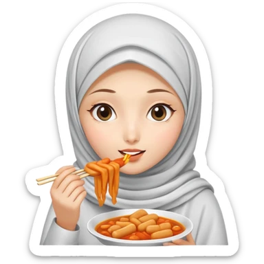 Girl wearing hijab and tteokbokki sticker