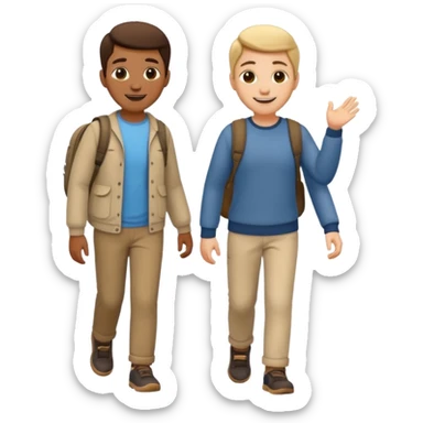 iOS emoji style. 2 friends walking and talking sticker