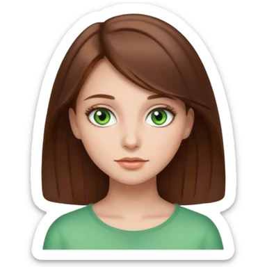 Clean girl whit brown hair and green eyes sticker