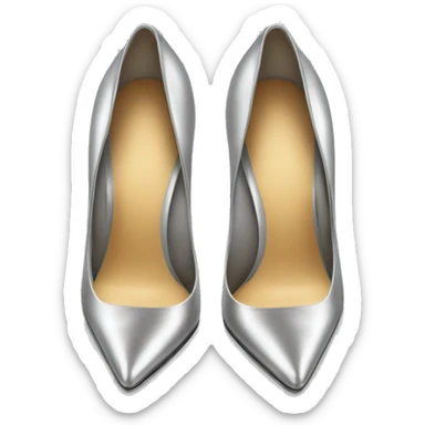 Realistic isolated top view of a pair of silver pointed toe high heel shoes. sticker