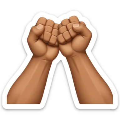 Two fists crossed over each other at the wrists like being handcuffed just without the cuffs in an upward and downword motion sticker