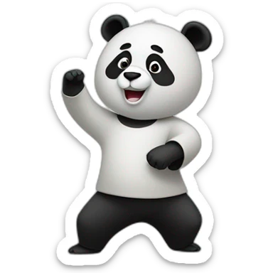 a panda bear doing tai chi sticker
