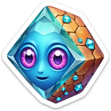 very sharp gem mineral looking like reefs, very shiny with two eyes sticker