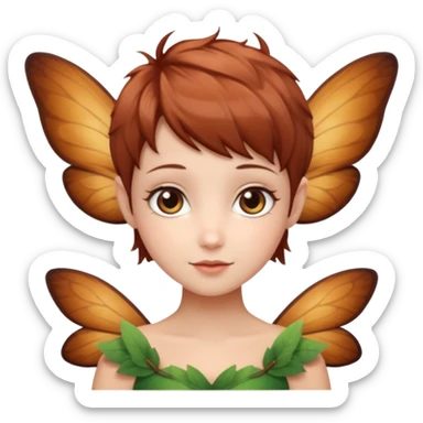 fairy with brown eyes chestnut pixie haircut sticker