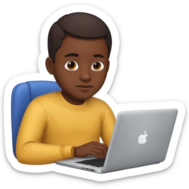 its a black colored man sitting working on a laptop with no face or anything sticker