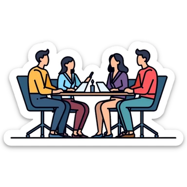 client meeting with business people at conference table sticker