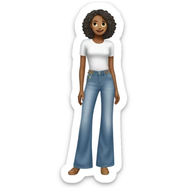 Realistic Wide Long leg high waisted light blue jeans, isolated sticker