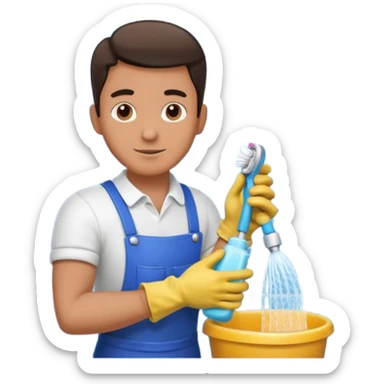 man Cleaning the bathroom sticker