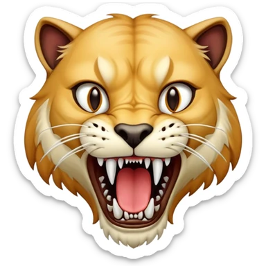 saber-toothed cat with gigantic canine teeth four times longer than its entire body, extremely exaggerated fangs sticker