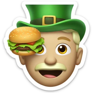 A leprechaun eating a hamburger  sticker