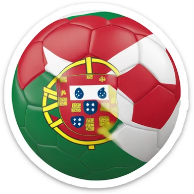 portugal flag with football ball in front of it sticker