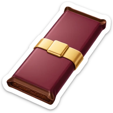 chocolate bar in burgundy paper sticker