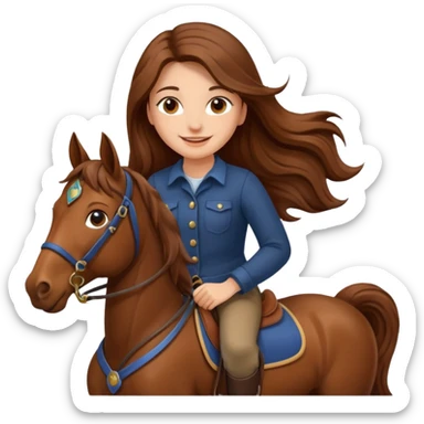 smiling girl with long hair riding horse sticker