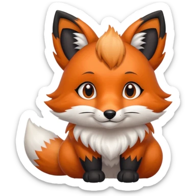 Floofy the Creampuff fox blackish gray fur color chubby Black paws orange color 3 tailsCrystals on the head, tails and Back sticker