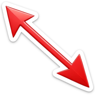 3D Apple style emoji of a pointed arrow, sleek and shiny, vibrant colors, floating on white background, soft shadows, high detail, playful and cute. sticker