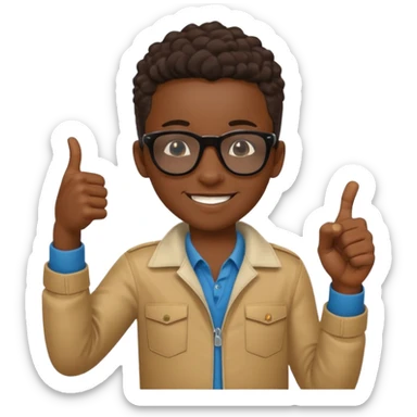 Creat light black kid with this "👍, 👈, 😀, 😎, reaction and make him habesha sticker