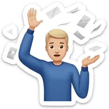 A man throwing papers in the air, frust sticker