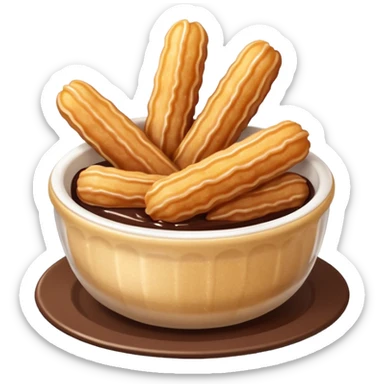 mini churros with chocolate and matching topping in a bowl sticker