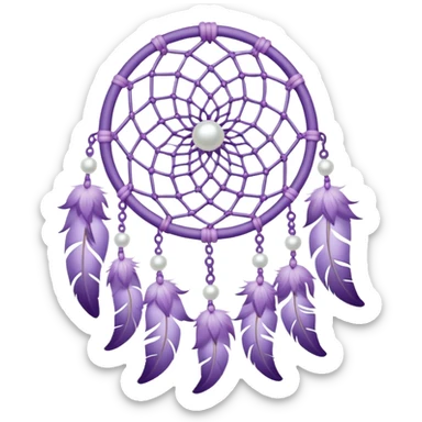 Pastel Violet lavender dreamcatcher, white bead pearls  sticker