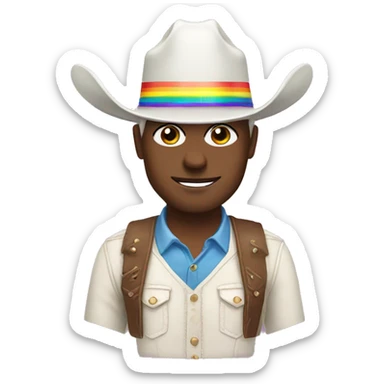 white cowboy with rainbow pride hat sticker