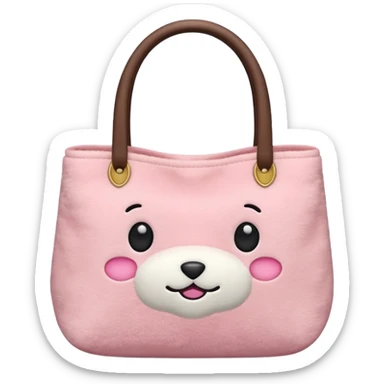 Aesthetic pink plush tote bag sticker
