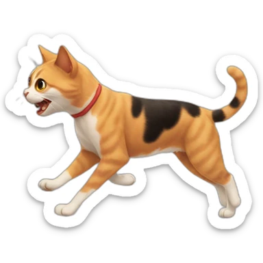 cat running away from dog sticker