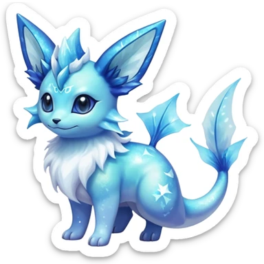 Shiny Sparkly Ethereal Iridescent Nebula Exotic Colorful Vaporeon-Glaceon-Amaura-Aurorus-Fakémon-hybrid-creature (full body)  sticker