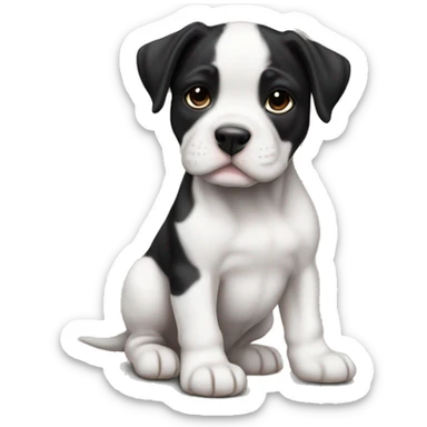 Black and white English staffordshire puppy full body sticker