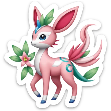 Shaymin-Sylveon-Meloetta-Cresselia-Milotic-Pokémon-Fakémon-fusion, full body sticker