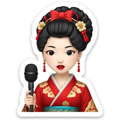 geisha singing with micro sticker